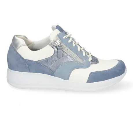 Veterschoenen<Durea - Wijdte E - 6279 1490 - Blauw - Stretch - Uitneembaar voetbed
