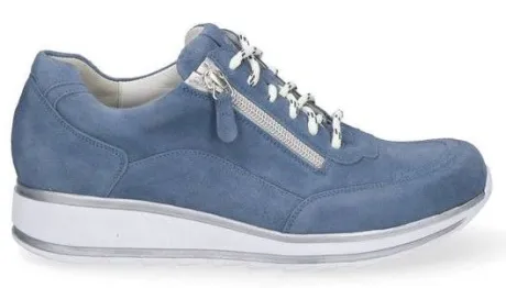 Veterschoenen<Durea - Wijdte E - 6263 9041 - Jeans - Uitneembaar voetbed