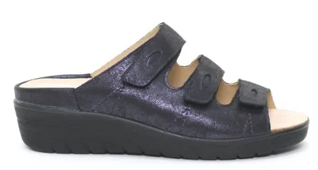 Slippers<Durea - Wijdte E - 7369 - Blauw - Uitneembaar voetbed