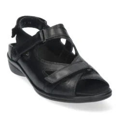 Sandalen<Durea - Wijdte E - 7258 - Zwart - Uitneembaar voetbed
