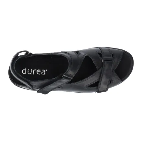 Sandalen<Durea - Wijdte E - 7258 - Zwart - Uitneembaar voetbed