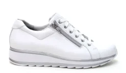 Veterschoenen<Durea - Wijdte G - 6239 - Wit - Uitneembaar voetbed