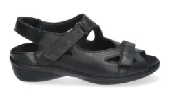 Sandalen<Durea - Wijdte G - 7258 - Zwart - Uitneembaar Voetbed