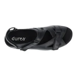 Sandalen<Durea - Wijdte G - 7258 - Zwart - Uitneembaar Voetbed