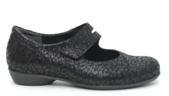 Bandschoenen<Durea - Wijdte G - 5737 - Zwart - Uitneembaar voetbed