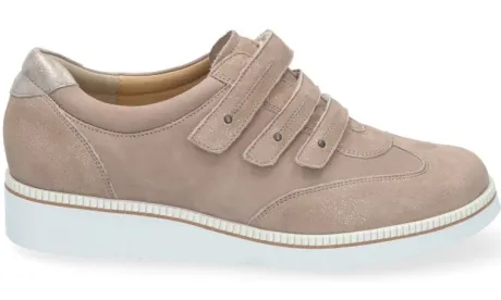 Klittenbandschoenen<Durea - Wijdte G - Taupe - Uitneembaar voetbed