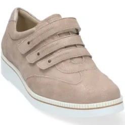 Klittenbandschoenen<Durea - Wijdte G - Taupe - Uitneembaar voetbed