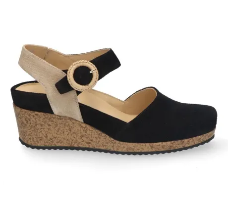 Sandalen<Durea - Wijdte H - 5919 1007 - Zwart - Uitneembaar voetbed