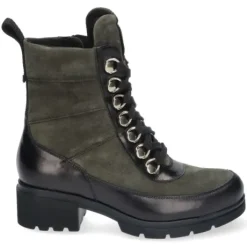 Boots<Durea - Wijdte H - 9788 0797 - Zwart met Groen - Uitneembaar voetbed