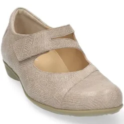 Bandschoenen<Durea - Wijdte K - 5737 0826 - Beige - Uitneembaar voetbed