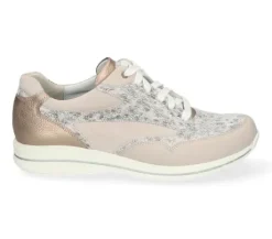 Veterschoenen<Durea - wijdte K - 6148 1486 - Beige - Uitneembaar voetbed