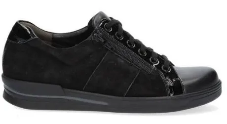 Veterschoenen<Durea - Wijdte K - 6224 8057 - Zwart - Uitneembaar voetbed