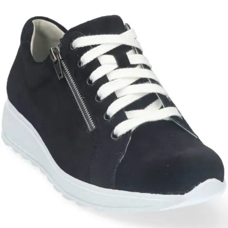 Veterschoenen<Durea - Wijdte K - 6239 7448 - Zwart - Uitneembaar voetbed