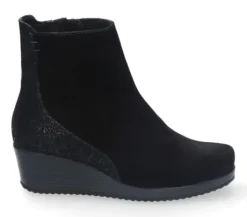 Korte Halfhoge Laarzen<Durea - Wijdte K - 9793 1187 - Zwart - Uitneembaar voetbed