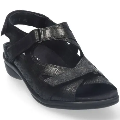 Sandalen<Durea - Wijdte K - 7258 1405 - Zwart - Uitneembaar voetbed
