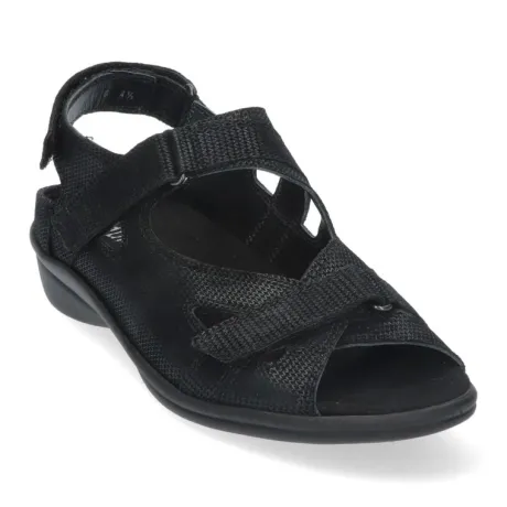 Sandalen<Durea - Wijdte K - 7258 144 - Zwart - Uitneembaar voetbed