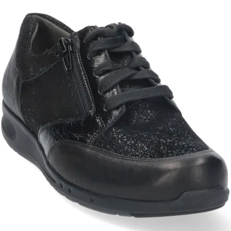 Veterschoenen<Durea - Wijdte K - 6287 1144 - Zwart - Uitneembaar voetbed