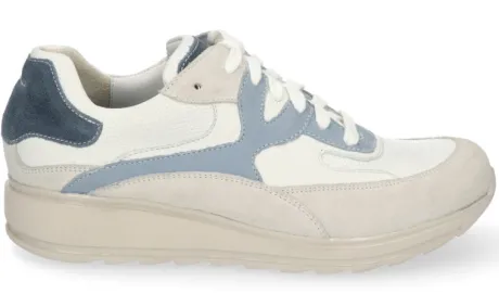 Veterschoenen<Durea - Wijdte K - Wit met Blauw - 6272 - Uitneembaar voetbed
