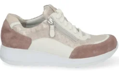 Veterschoenen<Durea - Wijdte K - Beige combi - 6263 - Uitneembaar voetbed