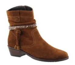 Korte Halfhoge Laarzen<Helioform - Wijdte H - 584 002 0355 - Cognac - Uitneembaar voetbed