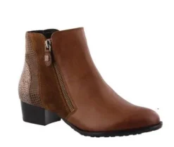 Korte Halfhoge Laarzen<Helioform - Wijdte H - 560 015 0351 - Cognac - Uitneembaar voetbed