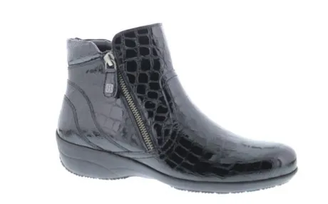 Korte Halfhoge Laarzen<Helioform - Wijdte H - 141 045 - Zwart - Uitneembaar voetbed