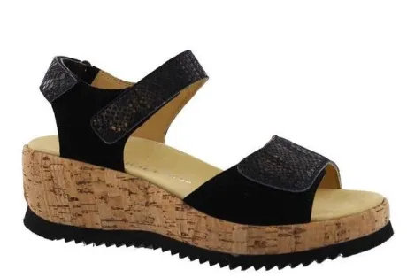 Sandalen<Helioform - Wijdte H - 771 002 - Zwart - Uitneembaar voetbed