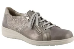 Veterschoenen<Solidus - Wijdte H - 27001 - Taupe - Uitneembaar voetbed