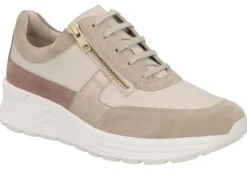 Veterschoenen<Solidus - Wijdte K - 59079 - Beige combi - Uitneembaar Voetbed