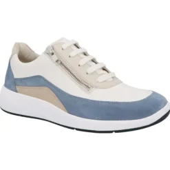 Veterschoenen<Solidus - Wijdte K - 65019 - Jeans met Wit - Uitneembaar voetbed