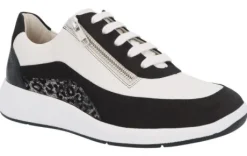 Veterschoenen<Solidus - Wijdte K - 65019 - Zwart met Wit - Uitneembaar voetbed