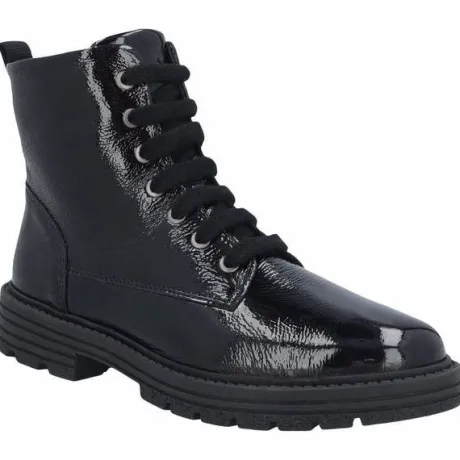 Boots<Solidus - Wijdte K - 63109 - Zwart lak - Uitneembaar voetbed