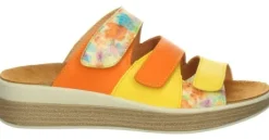 Slippers<Think - 000444 6010 - Geel met oranje - Uitneembaar voetbed