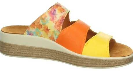 Slippers<Think - 000444 6010 - Geel met oranje - Uitneembaar voetbed