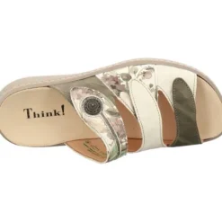 Slippers<Think - 000078 7060 - Groen met beige - Uitneembaar voetbed