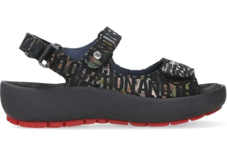 Sandalen<Wolky - Rio 0332541 - Zwart met diverse kleuren - Uitneembaar voetbed
