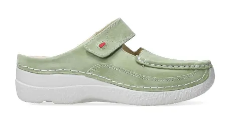 Slippers<Wolky - Roll slipper - 06227 - Groen - Uitneembaar voetbed